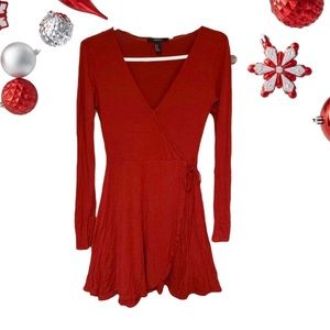 Forever 22 Long sleeve Wrap Dress Women’s Red Sz S